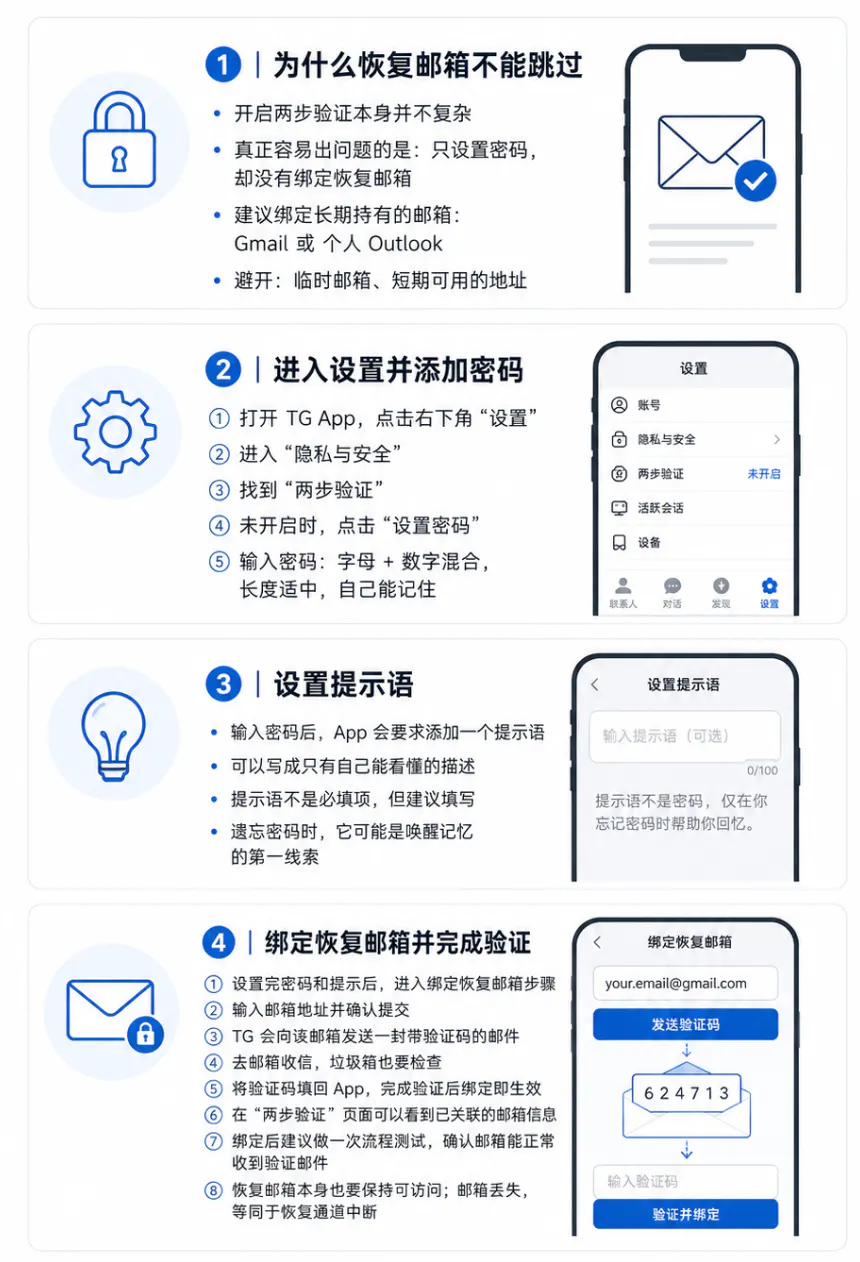 开启电报账号两步验证的步骤